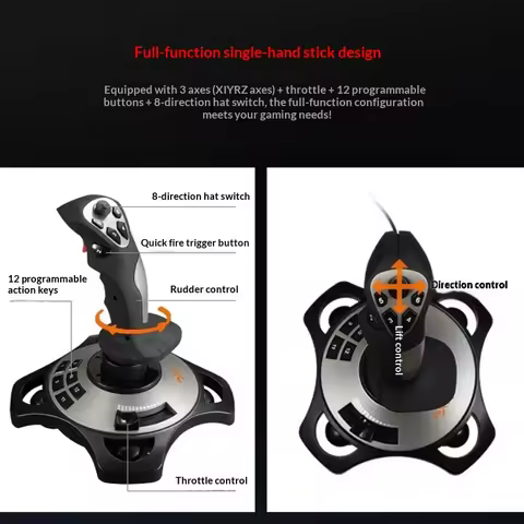 LEKSHI Thunder Pro Joystick - High-Precision Flight Controller with Trigger, Deadzone Adjust, for Wa