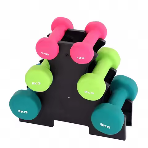 Wholesale Custom Logo 1-3kg Dumbbell Set With Rack Colored Vinyl/Neoprene Dumbbell Set Yoga Pilates 