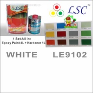 WHITE 9102  ( 5 Liter LSC EPOXY ) Two Pack Epoxy Floor Paint - 4 Liter + 1 Liter