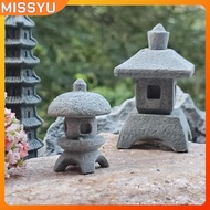 MISSYU Retro Gazebo Chinese Lanterns Mini Pagoda Model Decoration Stone Miniature Statue Sandstone H
