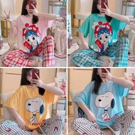 ۞New fashion Korean Cotton Sleepwear Pajama Set for Women Nightwear fot Adul Cartoon pajamas set coa