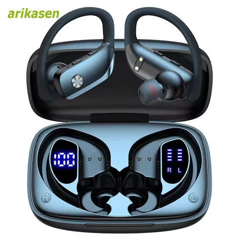 Wireless Earbuds Bluetooth Headphones 48hrs Play Back Sport Earphones with LED Display Over-Ear Buds