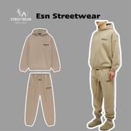 [GENUINE] Hoodie Set & Pants Essentials Fear Of God Core Logo Fleece Desert Sand Auth, Genuine Essen