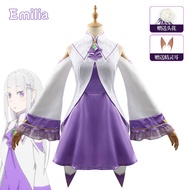 【Ready Stock】Emilia Sanctuary Cos Costume Anime Re:Zero Starting Life in Another World Cosplay Costu