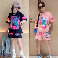 Short-sleeved clothes set for girls 18-50kg from 6-16 years old Bear LN. Girls' summer outfit Set, g