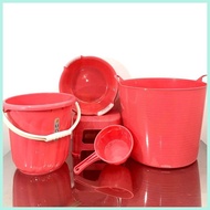 UNIK 2-5 5in1 Colorful Set / Set of Plastic Pail, Basket Pail,Stool, Basin and Dipper (Choose Colo