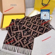 FENDI芬迪 典雙色FF提花雙面頸巾 圍巾 披肩 wool scarf/neckerchief 雙面可用 羊絨 絨線圍巾 老花款 男女同款 生日禮物 聖誕禮物 新年禮物 免運費 包郵
