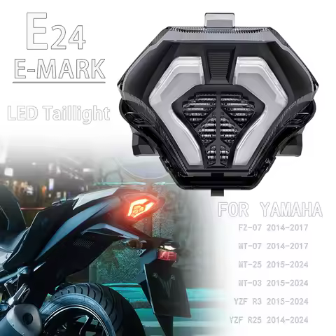 E24 LED Taillight For Yamaha MT-07 MT 07 MT-03 MT03 MT-25 FZ-07 YZF R3 R25 Motorcycle Rear Tail Brak