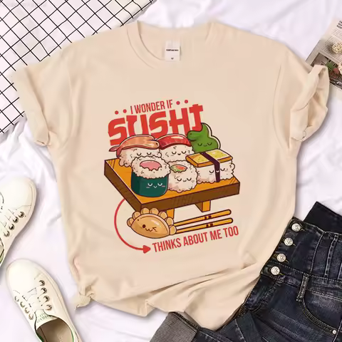 Sushi Shirt T Shirt Women Manga Harajuku Streetwear Tshirt Female Funny Clothes Graphic Tshirts Wome