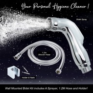 Chrome Douche Bidet Spray Set | Includes 1.2M Shower Hose + Holder with Nails