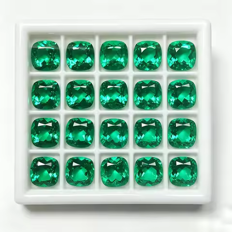 Top Hydrothermal SQ Cushion Cut Lab Grown Emerald Loose Gemstones Synthetic Columbia Emerald Stone D