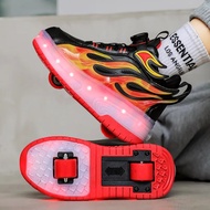 เด็กราคาถูกสี่ล้อ LED Light-Up Roller Skates เด็กแปดล้ออินไลน์สเก็ตสนุกความบันเทิง Roller รองเท้า