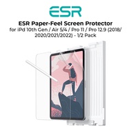 ESR Paper-Feel Screen Protector for iPad 10th Gen / Air 5/4 / Pro 11 / Pro 12.9 (2018/ 2020/2021/2022) - 1/2 Pack