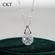 CKT Real 18k White Gold 1ct D Color Moissanite Diamond Necklace Pendant for Women Platinum Pt950 Cla
