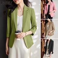 Esolo ZANZEA Korean Style Women 3/4 Sleeved Office Blazer Ladies Coat Work Plain Casual Loose Jackets KRS #11