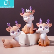 Cute Cartoon Deer Resin Ornaments Creative Home Living Room Decoration Entrance Car B4XO