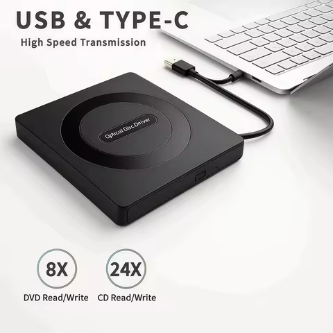 USB 3.0 Type C External CD DVD RW Optical Drive Super Drive for Laptop Notebook - DVD Burner And Wri