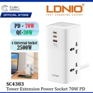 LDNIO SC4383 TOWER EXTENSION POWER SOCKET 70W 2USB-C TYPE C & USB-A SUPER FAST CHARGING - DESKTOP PO