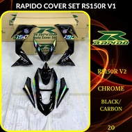 RAPIDO BODY COVER SET RS150R RS150 V2 V3 CHROME STICKER (20) - BLACK/CARBON (STICKER TANAM/AIRBRUSH) COVERSET