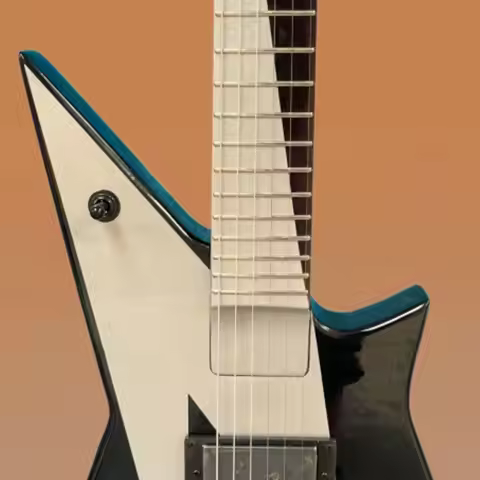 Silver Black Contrast Geometric Body Electric Guitar, Black Hardware Guitars, for Rock Stage Perform