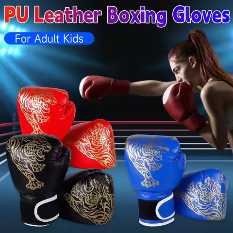 PU Leather Boxing Gloves Sanda Muay Thai Fighting Gloves Adult Kids Punching Training Gloves Profess