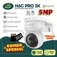 EZVIZ Smart CCTV Wifi IP Camera Indoor H6c Pro 3K 5MP Complete Package + Micro SD + Wall Bracket