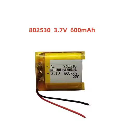 3.7V 600mAh Li-Polymer Replacement Li Lipo Battery 802530 JST 2Pin 1.0/1.25/1.5/2.0/2.54mm Connector