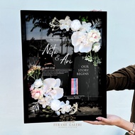 30x40 Wedding Dowry Frame - Black and White Theme Orchid Acrylic Dowry Frame - 30x40 Dowry