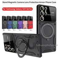 Casing For Samsung Galaxy S24 Ultra 5G S24+ S 24 Plus 2024 Phone Case Armor Car Magnetic With Ring S