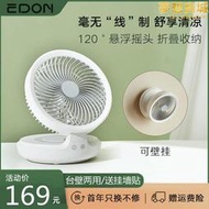 EDON愛登空氣循環扇廚房專用壁掛式摺疊小風扇掛壁充電無線電風扇