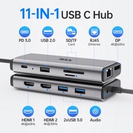 SSK 8K HDMI HUB USB C HUB USB3.2 Gen2 10Gbps USB C Docking Station Dual HDMI Displayport Ethernet 10