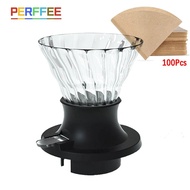 【100%-New】 Immersion Coffee Dripper Glass Pour Over Coffee Maker V Shape Drip Coffee Filter With Push Switch Black V02
