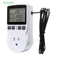 BLUEVELVET Timer Socket, Digital Plastic Temperature Controller Socket, Convenient Electronic with Timer Switch White Thermostat Socket Switch Cooling