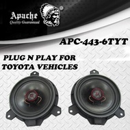 1 PAIR APACHE TOYOTA OEM PLUG AND PLAY 6.5" INCH 2 WAY COAXIAL SPEAKER 200 WATTS CAR AUDIO