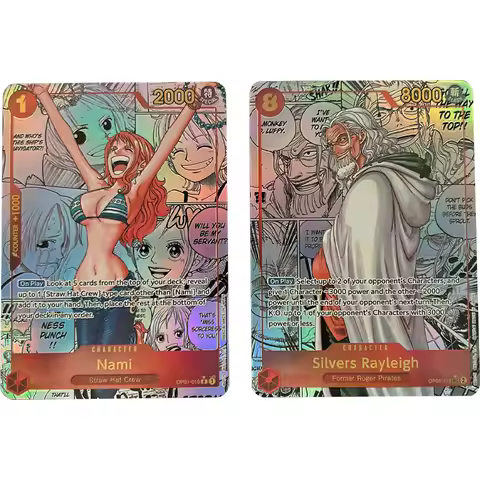 2Pcs/set Anime OPCG Manga Collection Card OP08 PRB01 Nami Rayleigh English Gold Folding Flash Card E