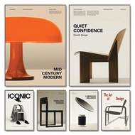 Minimalist Bauhaus Iconic Mid-Century Chairs Exhibition Furniture Poster Canvas Painting Wall Art Pi