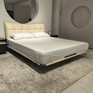 Waffle Bed Italian Minimalist Cream Style Hardware Base with Silent Bed Board Designer High-Leg Floa