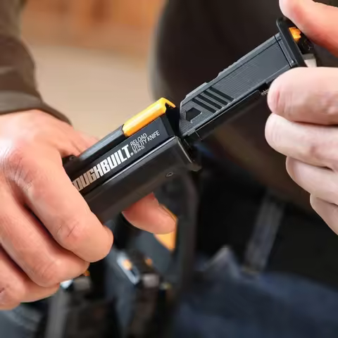 TOUGHBUILT TB-H4S2-03 Utility Knife with 2 Blades, Replaceable Blade Bank, Manual Utility Cutter, Ha