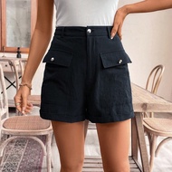 ผู้หญิงฤดูร้อน Workwear กระเป๋ากางเกงขาสั้นลำลองสำหรับการสวมใส่ทุกวัน กางเกงขาสั้นผู้หญิงลำลอง กางเก