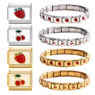 Charms Charm Module Bracelet for Women18K Golden Cherry Strawberry Module Niche Style Stainless Stee