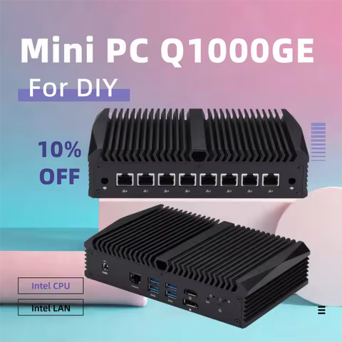 Qotom 8 LAN Mini PC Core i3-10110U/ i5-8260U/ i7-10710U 8x I226V 2.5G LAN DIY Powerful Router Firewa