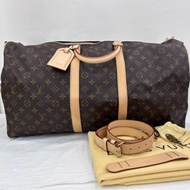 LV路易威登Keepall 55老花旅行袋，經典棕色配色，金色五金，16年標，閒置