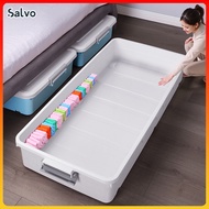 80L Under Bed Storage Box With Wheels Lid Stackabe Sliding Toy Shoe Blankets Bedding Organizer Under