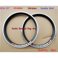 OYAWA  Rim 20" Double Wall  36holes  kosong sesuai untuk basikal size 20"x1.75, 1.95 x 2.125