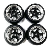 4 Pcs  Rubber Drift Tyre Hard Anodized Wheel Rims for Wltoys K969 K989 P929 1:28 Scale RC Car Replac