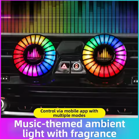 Music Rhythm LED Car Vent RGB Light 360 Aroma Diffusion Auto On Off Adjustable Clip 360 Degree Aroma