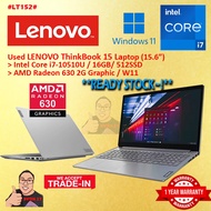 #LT152 Used LENOVO THINKBOOK 15 Performance Laptop intel i7-1065G7 16GB 512GB SSD AMD RADEON 630 2G 