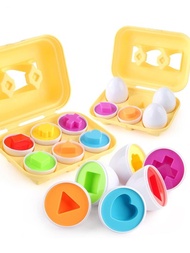 6入組寶寶學習教育玩具智能蛋益智玩具形狀匹配分類器玩具蒙特梭利蛋益智玩具適合兒童(隨機發送)(有些部分可能是隨機的)