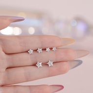 Qianjia S999 Pure Silver Light Luxury Star Zircon Earrings Female Sweet Niche High-End Natural Earri