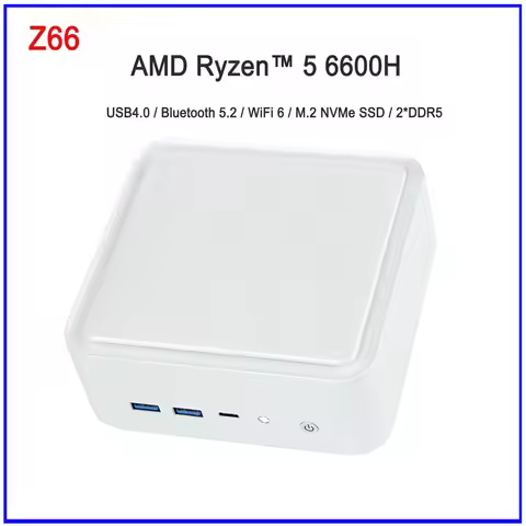 SZBOX Z66 MINI PC AMD R5 6600H Portable Computer 16GB DDR5 512GB M.2 Slot NVMe SSD WiFi 6 BT 5.2 Min